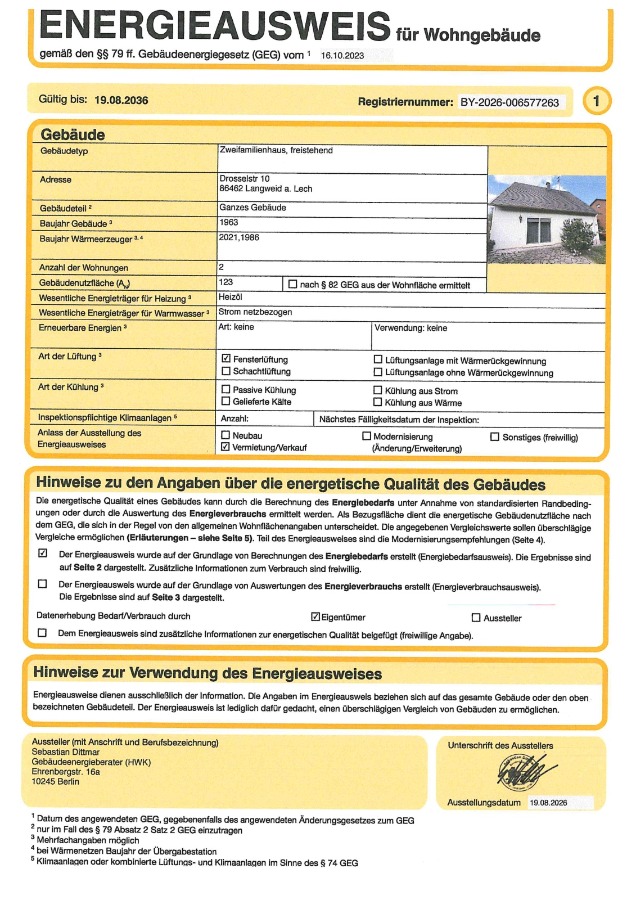 Energieausweis_1 Zweifamilienhaus Langweid am Lech