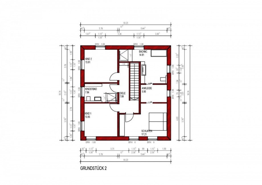 Grundriss OG_Variante_Kinderbad Einfamilienhaus Stadtbergen