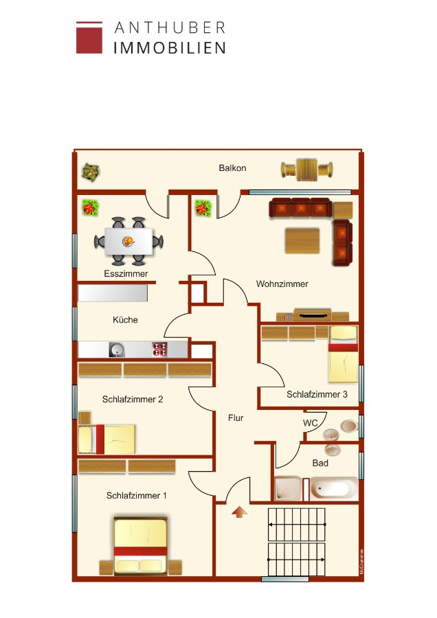 Grundriss 1. Obergeschoss Mehrfamilienhaus Langweid am Lech