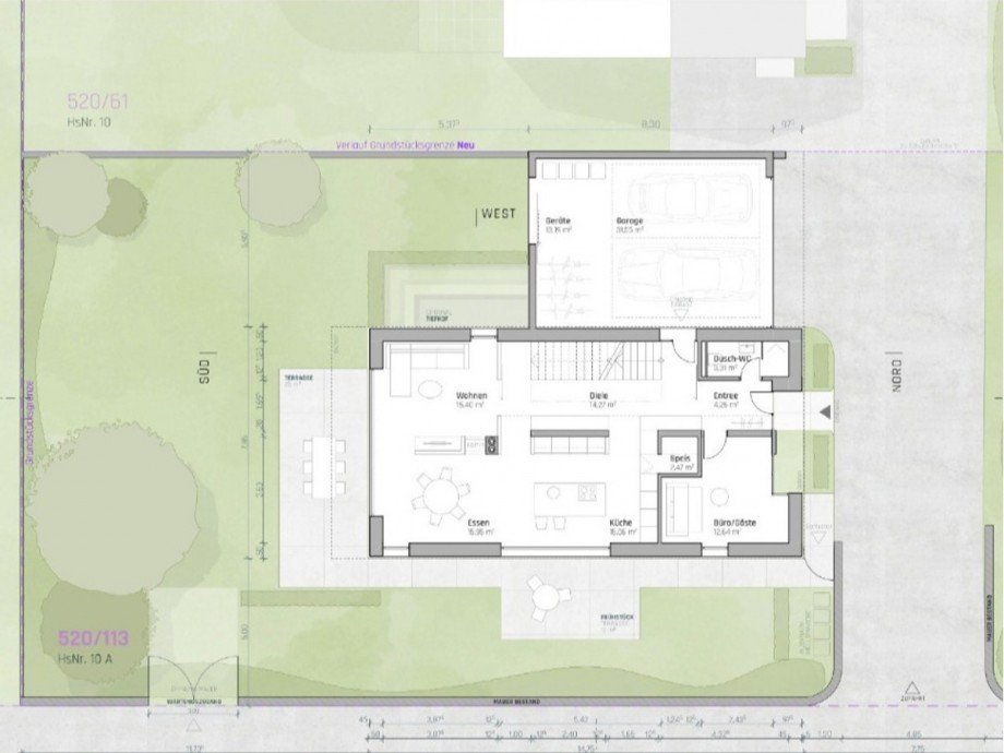 Planungsgrundriss EG Wohngrundst�ck Neus��
