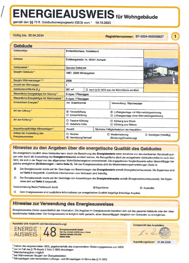 Energieausweis1 Eichbergstr. Einfamilienhaus Aichach-Sulzbach