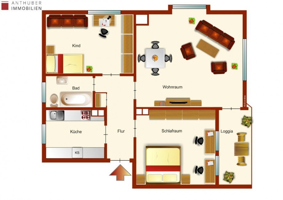 Grundriss Erdgeschosswohnung Augsburg